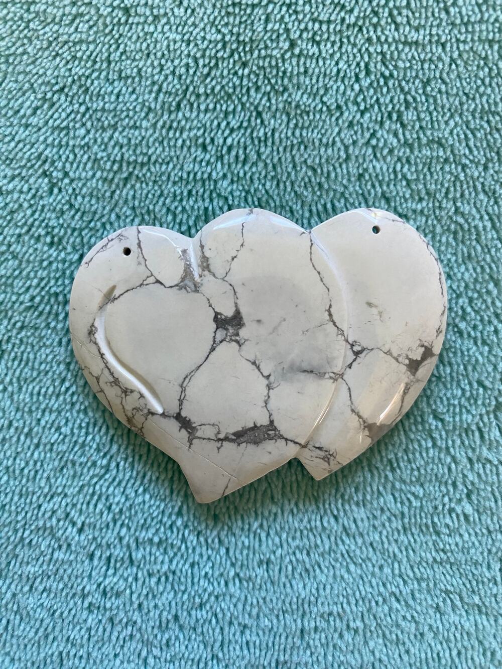 Double Heart Howlite Stone Pendant